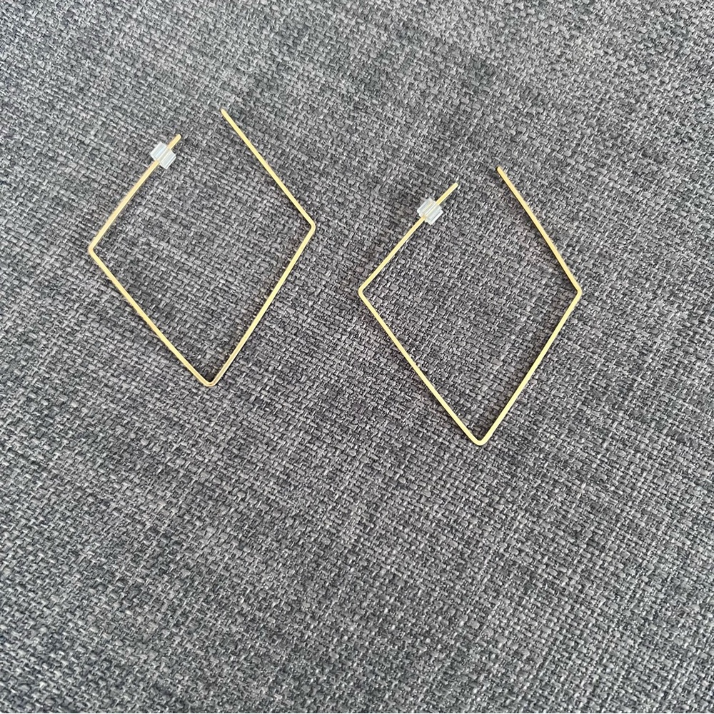 Handmade gold plated pierced earrings modern geometric design